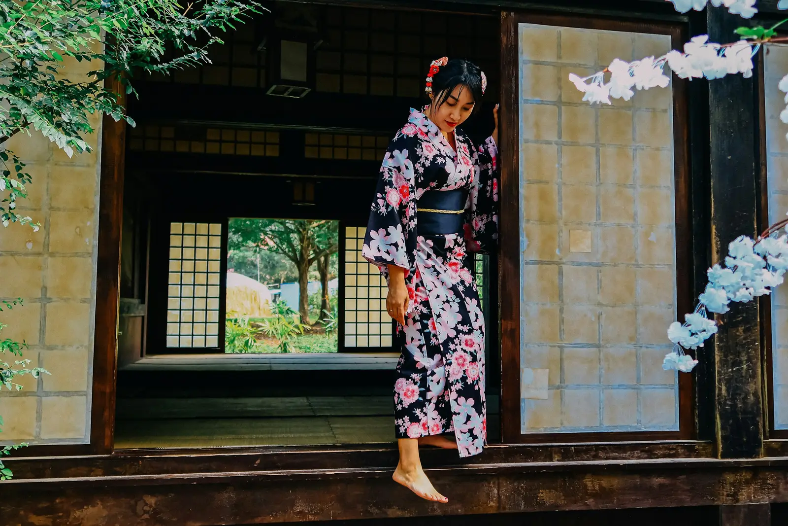 A stone-paved lane in Kyoto’s Gion district in the early morning